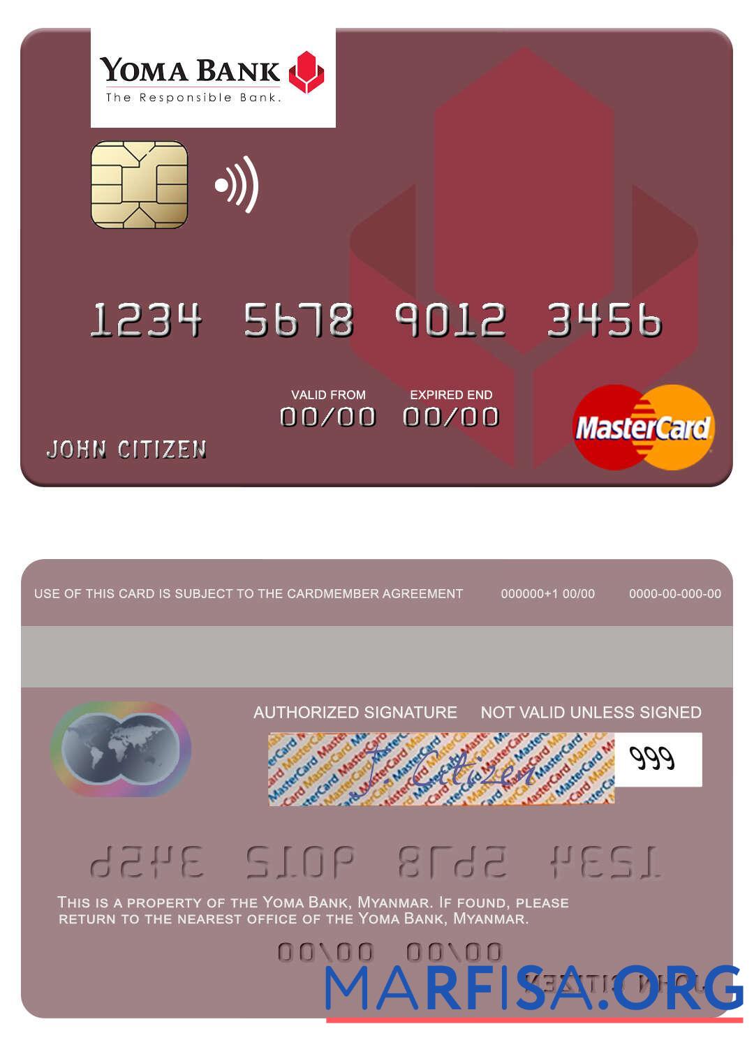 Downloadable Myanmar Yoma Bank mastercard real example